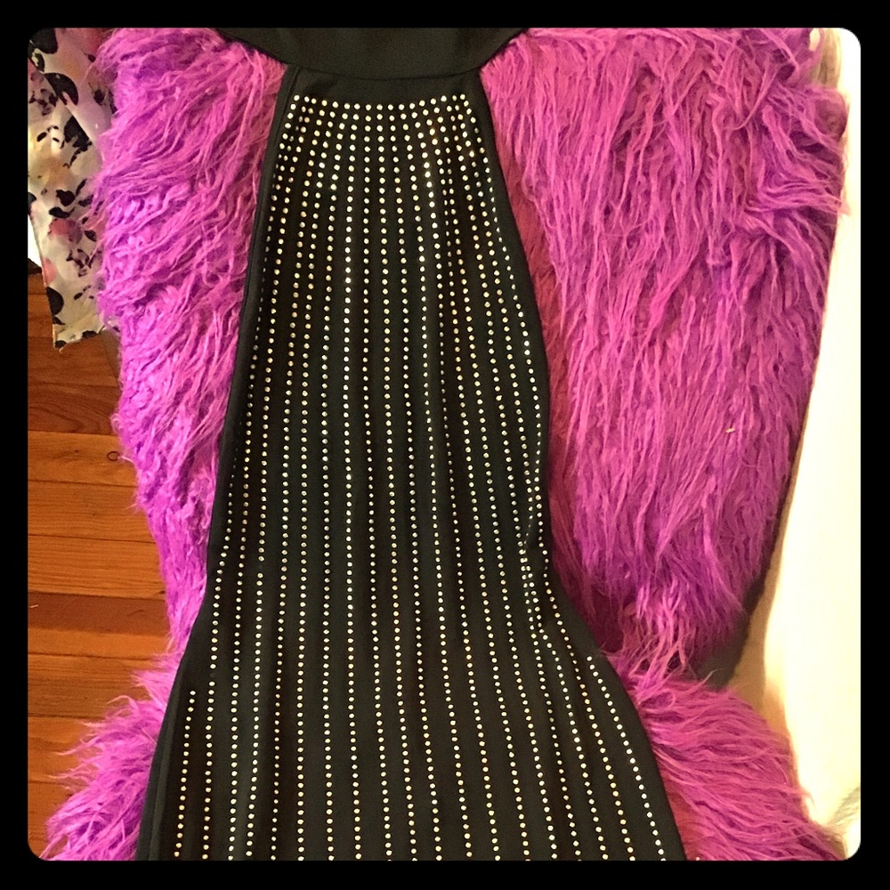 Black into the night dress with rhinestones